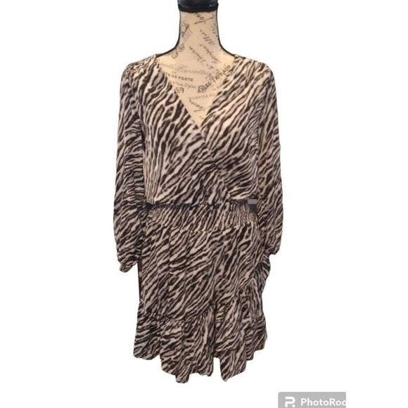 Michael kors Ruffled Puff Sleeve Dress Sm Zebra Cottage Core Boho Feminine - Picture 1 of 11